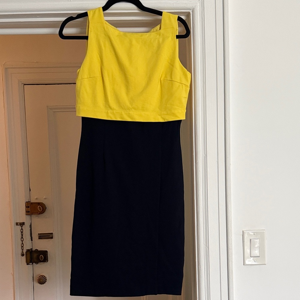 Ralph Lauren Yellow and Black Mini Sheath Dress in good condition
